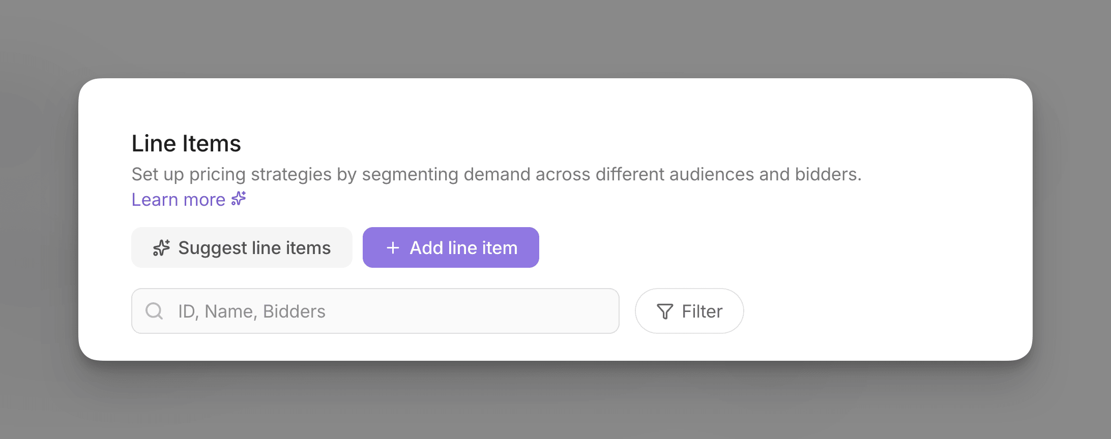 广告单元 Line Items 区块中的 Suggest line items 按钮